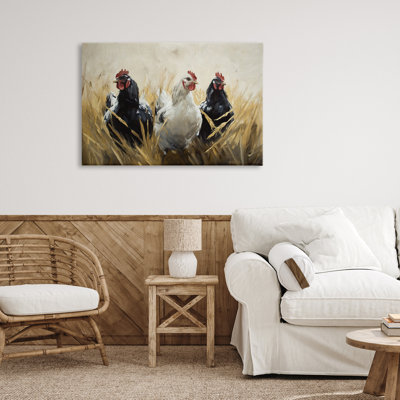 Chickens In Wheat Field Canvas, design by Tina LeCour