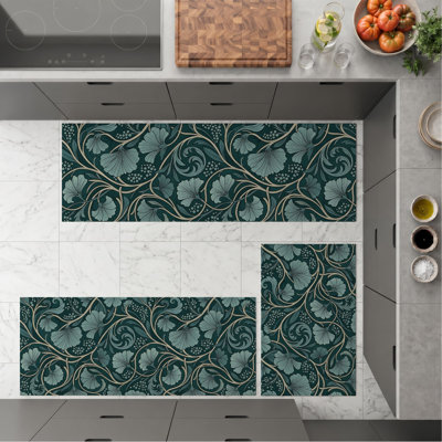Floral Vine Non-Slip Washable Kitchen Mats