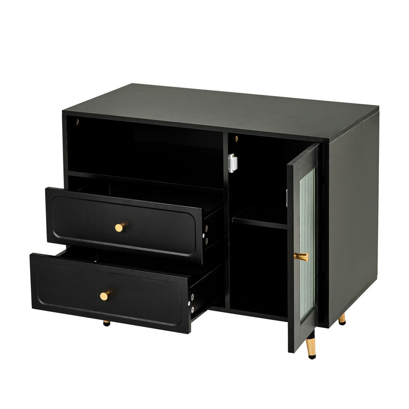 Coiffeuse moderne noire avec grand miroir, éclairage tricolore et armoire latérale réglable, offrant un tabouret d'alimentation pratique pour les chambres à coucher, lumières compactes, rangement de tiroir, encastré