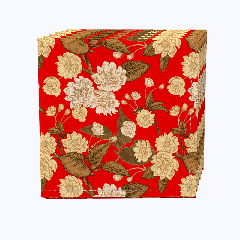 Cotton Twill Floral Square Napkin