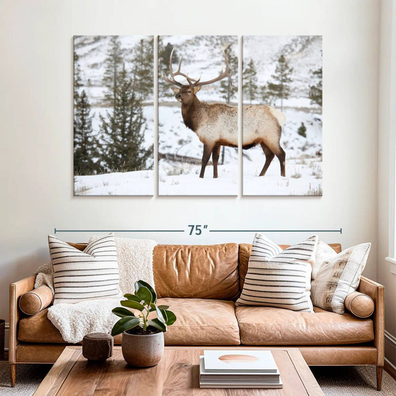 Winter Bull Elk, 42" H x 65" W