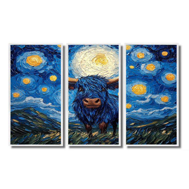 Ensemble de salon Adallard - Yaks Wall Art, H 32 po x l 48 po, Reproduction avec cadre flottant, Blanc