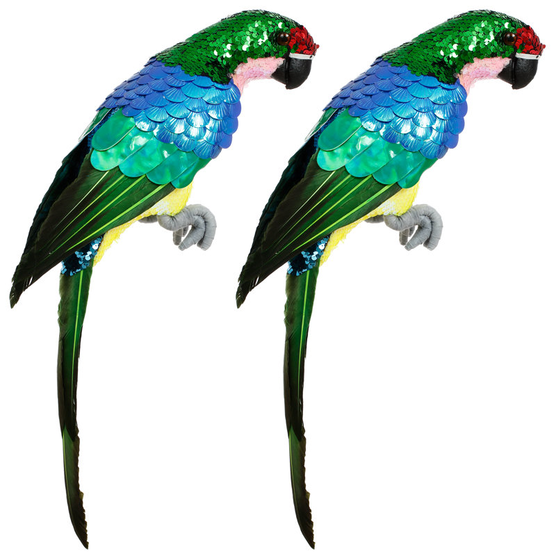 Grand décor de perroquet à paillettes, ensemble de 2 - 22 po x 10 po