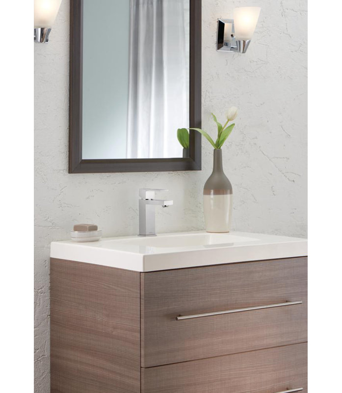 Angular Chrome Bathroom Faucet, Low Flow Single Hole Bathroom Sink Faucet for Vanity, Push Pop-Up Drain Assembly, Chrome