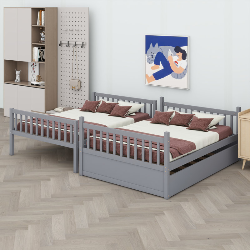 Triple-Sleep Bunk Bed With Integrated Trundle, Ladder, And Protective Rails, Espresso