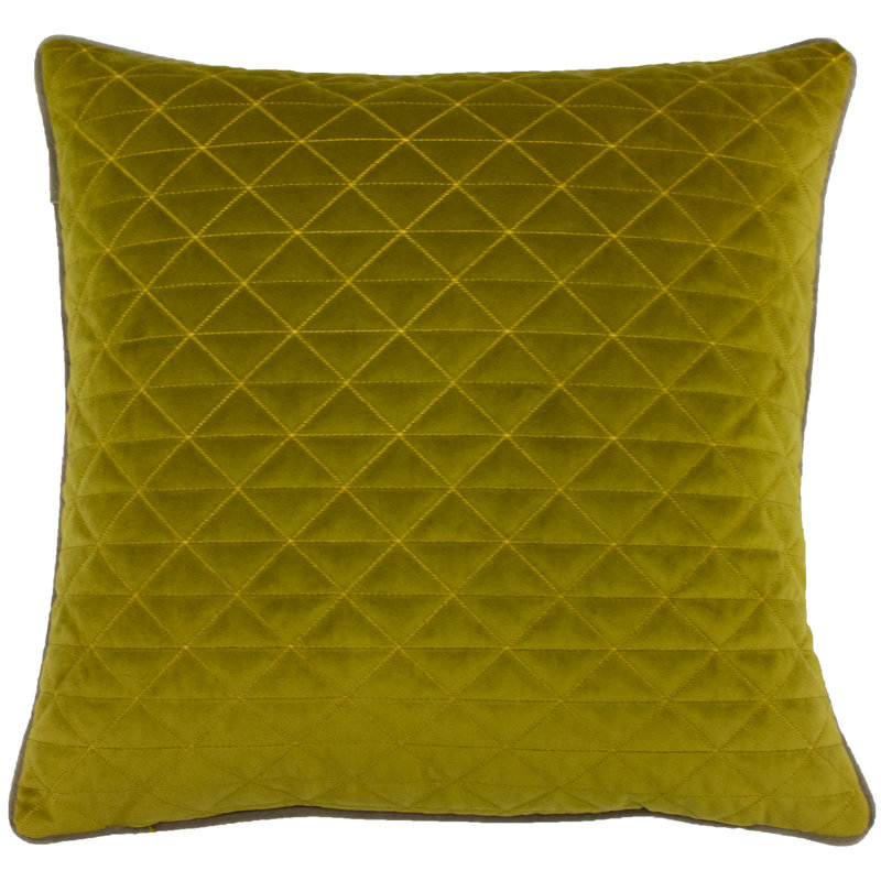 Sawyer Geometric Quilted Piped Filled Cushion, Taupe/Charcoal Grey, Polyester