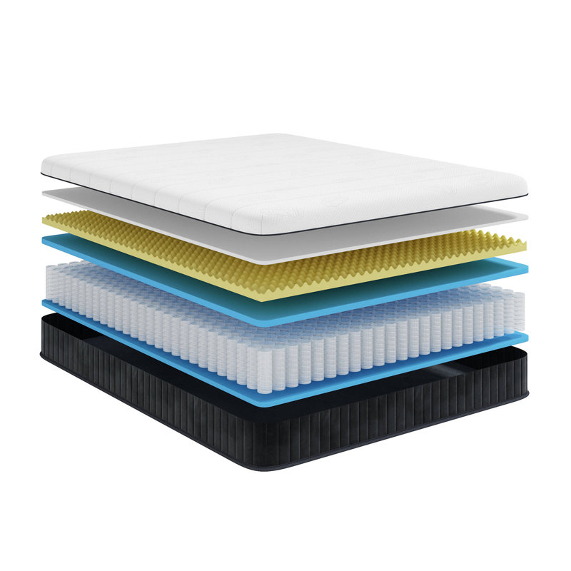 Alwyn Home Mattress Stijn Hybrid Mattress Firm Mattress Memory Foam Mattress in a Box Extra Support, 12", Queen