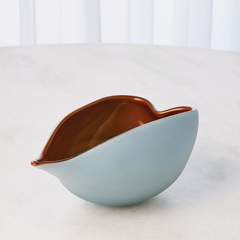 Frosted Bowl w/Casing, 5.5" H x 11" W x 7" D, Blue/Amber