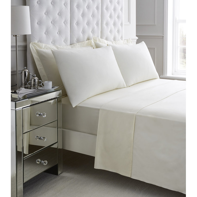 PERCALE FLAT SHEET SUPER KING SILVER, Double (4'6), Navy
