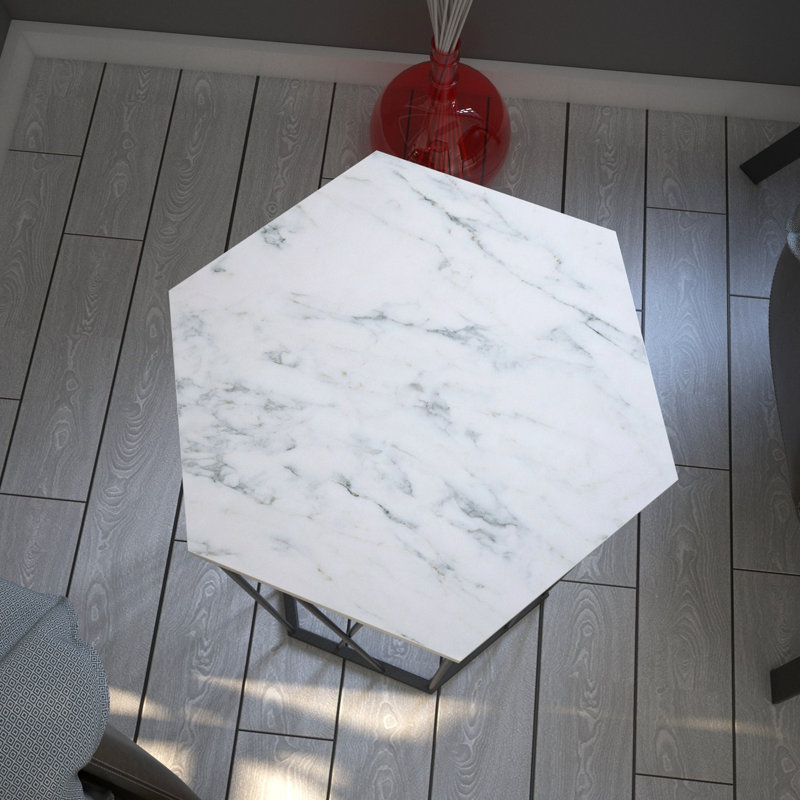 Table de bout Afia, Blanc / Gris