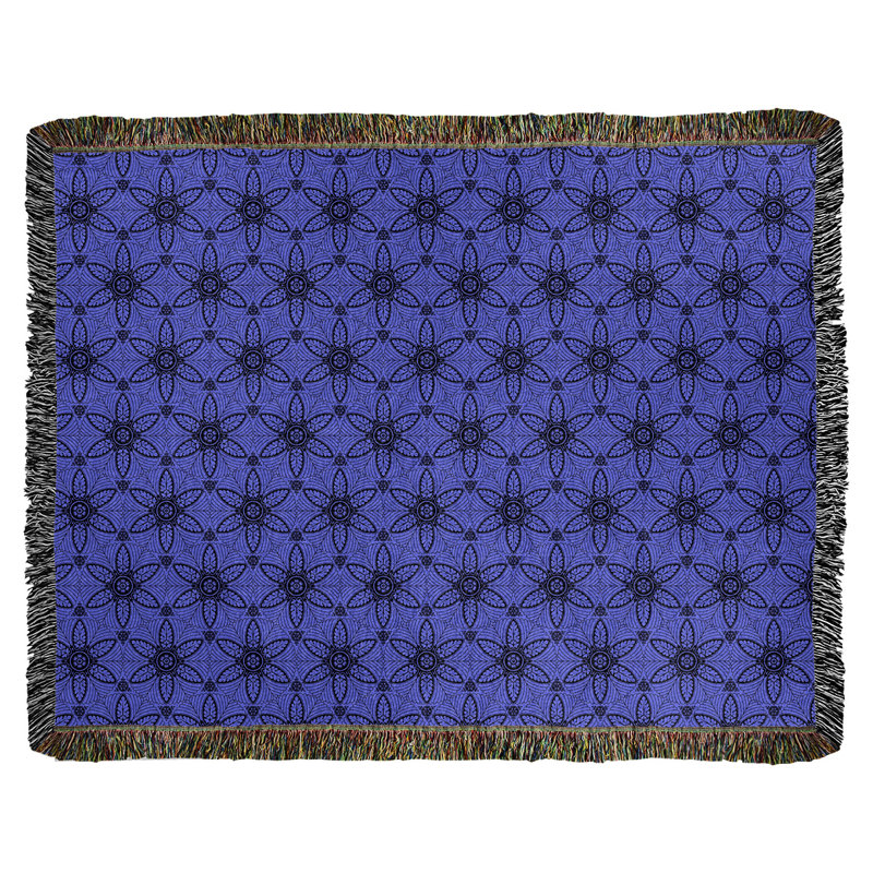 Couverture en coton tissé Katelyn Elizabeth, l 50 po x L 60 po, Bleu foncé