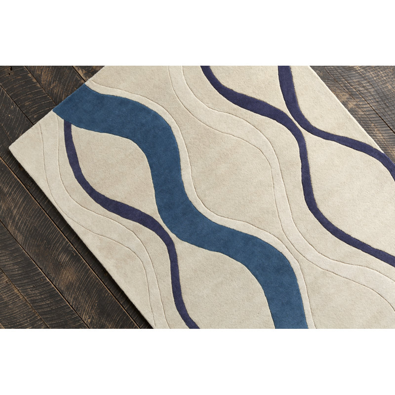 Tapis bleu et gris en laine touffeté à la main Allie Authentic