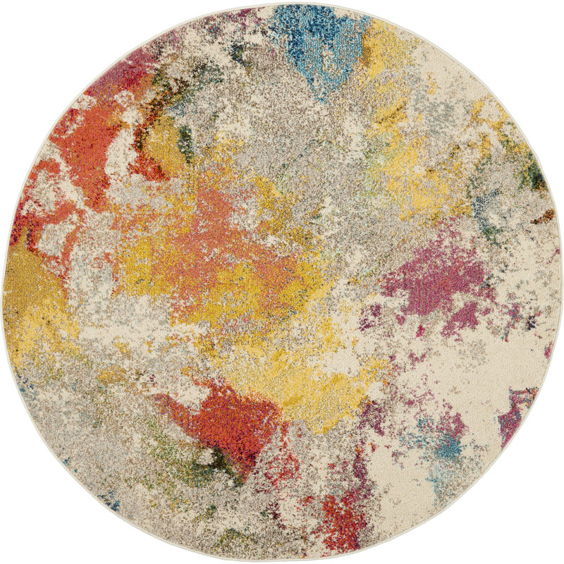 Westhampton Abstract Synthetic Area Rug, Round 122cm