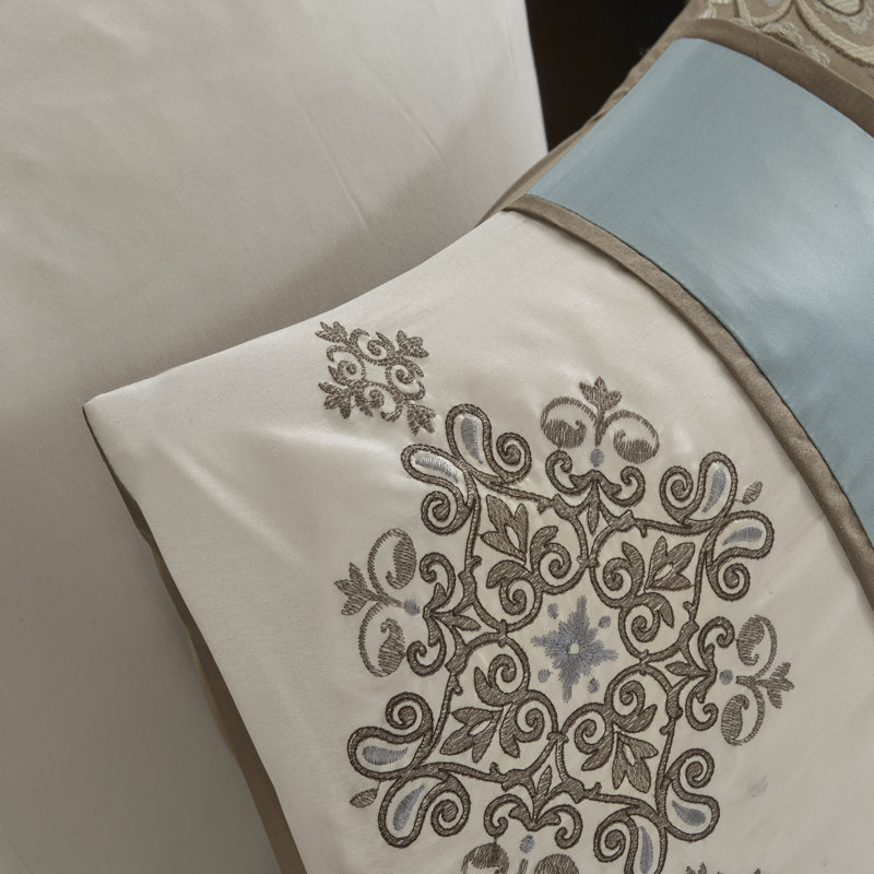 Caroline Queen Brown and Blue Jacquard Comforter Set
