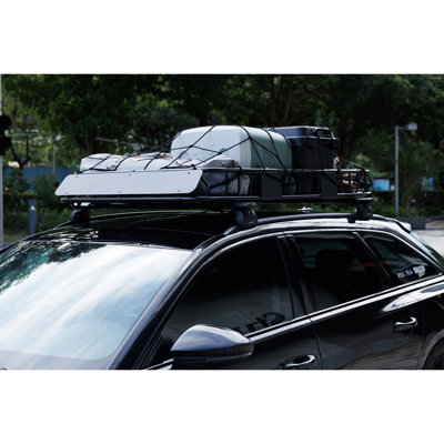 Heavy Duty 64"X 39" Roof Rack, Rooftop Cargo Carrier Basket With Waterproof Bag, Tie Down Strap & Net, Car Top Luggage Holder For SUV, 200Lb Capacity, Steel Construction