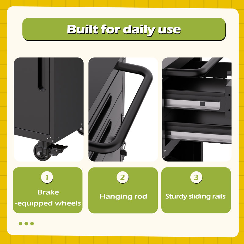 Armoire à outils roulante étroite 34,3 po - Rangement pour garage peu encombrant