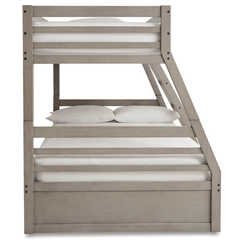 Light Gray Full/Double Wood Frame Bed with Drawer