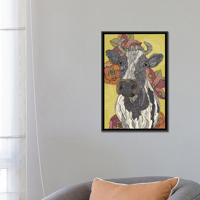 «The Cow», impression sur toile tendue, H 26 po x l 18 po x P 1,5 po, Toile encadrée noire, Pas de tapis