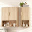 Armoire de salle de bain murale avec portes cannelées et tablette réglable, rangement au-dessus de la toilette pour la salle de bain, la cuisine ou la salle de lavage, finition bois naturel