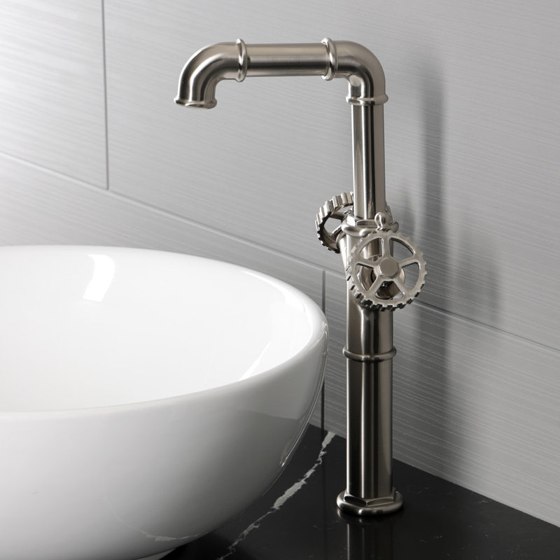 Kingston Brass Fuller Two-Handle 1-Hole Deck Mount Vessel Faucet, Brushed Nickel