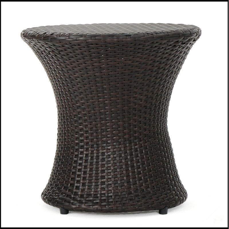 Table d'appoint en sablier 19 pouces de 19 po, durable et polyvalente pour un usage intérieur et extérieur, aucun assemblage requis