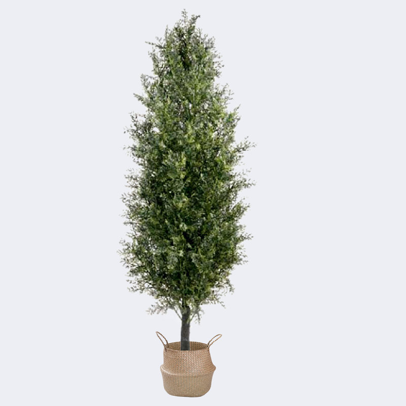 Pot de cyprès artificiel, H 15,75 po x l 70,87 po x P 15,75 po