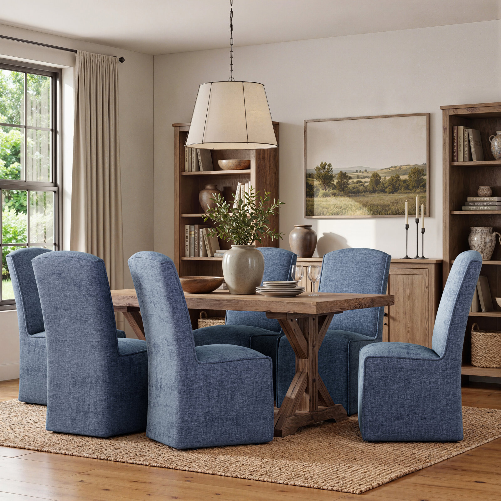 Deaton Upholstered Dining Chair, Slate Blue