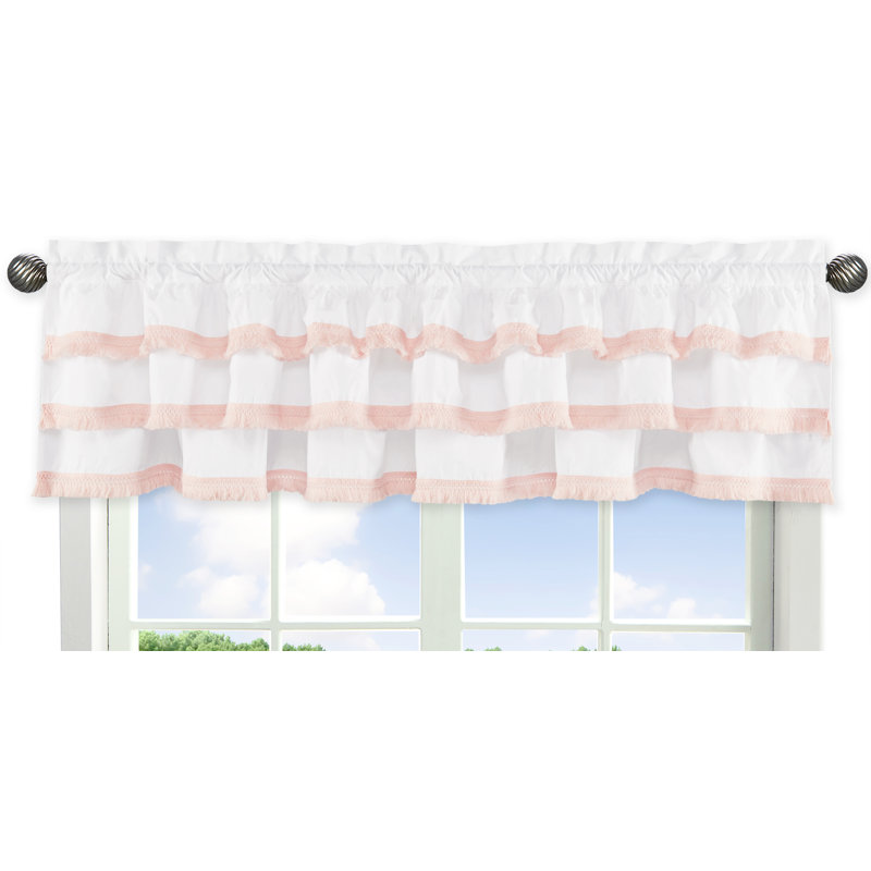Cantonnière à 3 niveaux Boho Fringe, Blanc / rosé