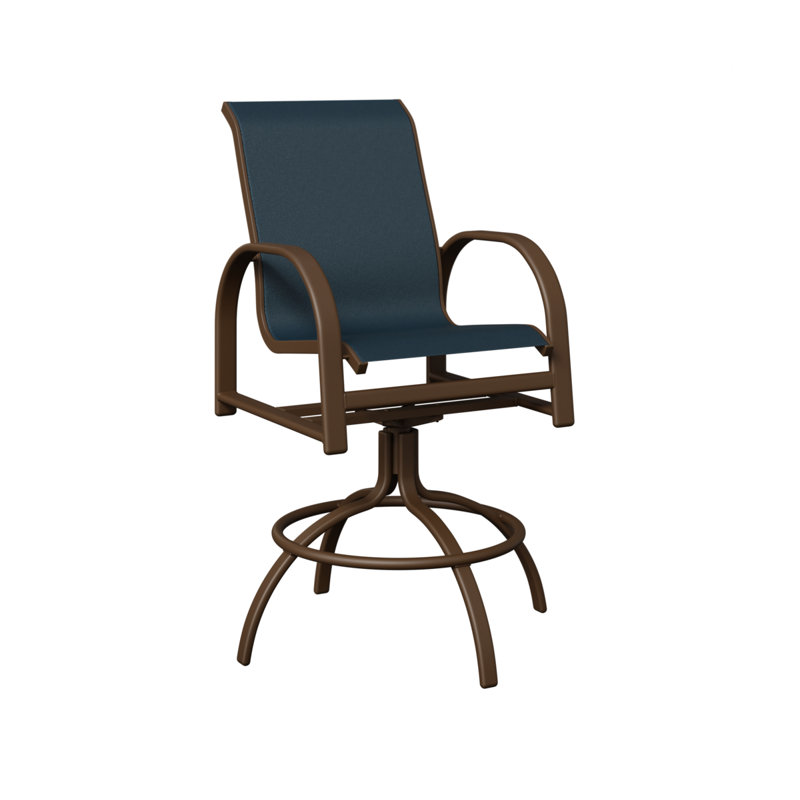 Murphy Outdoor Bar Stool, Mesquite Wood Vein, Navy