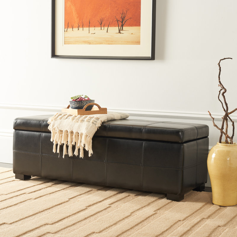 Banc de rangement rembourré Maiden, Similicuir noir
