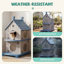 Maison pour chat à 2 niveaux en résine pour chats actifs à l'intérieur et à l'extérieur H 38,89 po avec porche et plateforme d'observation-123049080-126244333