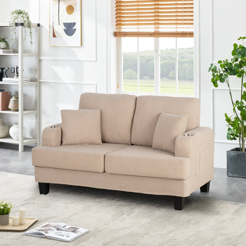 Causeuse d'appoint 60 po, Mélange de polyester beige / nounours