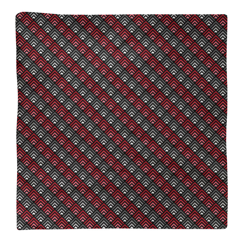 Serviette en coton à motif à rayures géométriques, H 0,1 po x l 10 po x P 10 po, Rouge / Noir, Sergé de polyester
