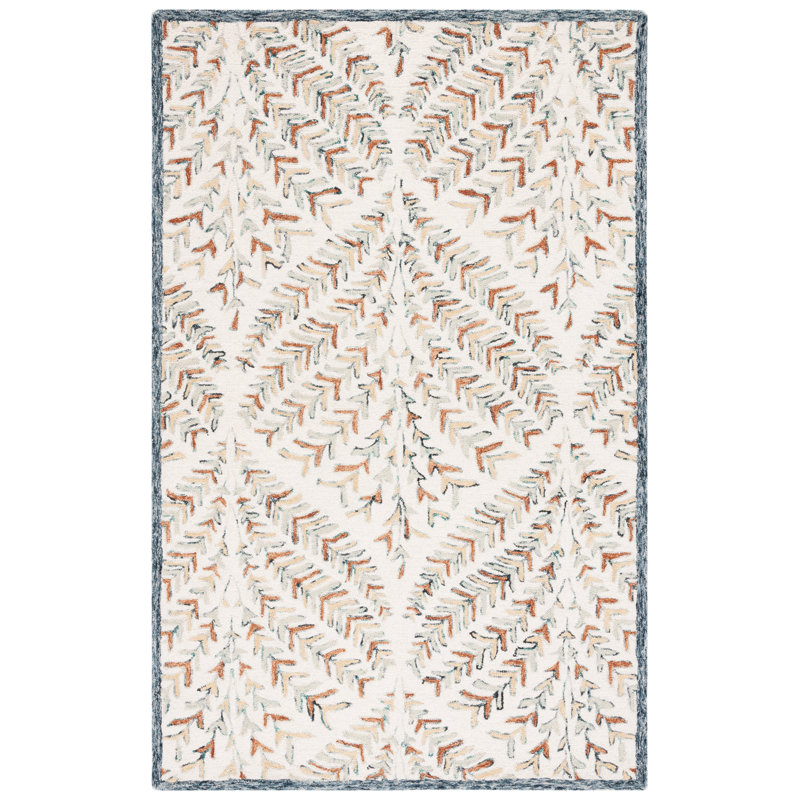 Tapis ivoire / vert Janeidy 208, Rectangle de 5 pi x 8 pi