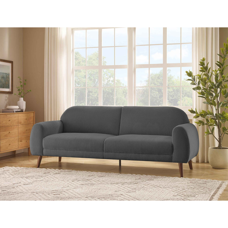 Iris 222Cm Round Arms Sofa, Grey Corduroy