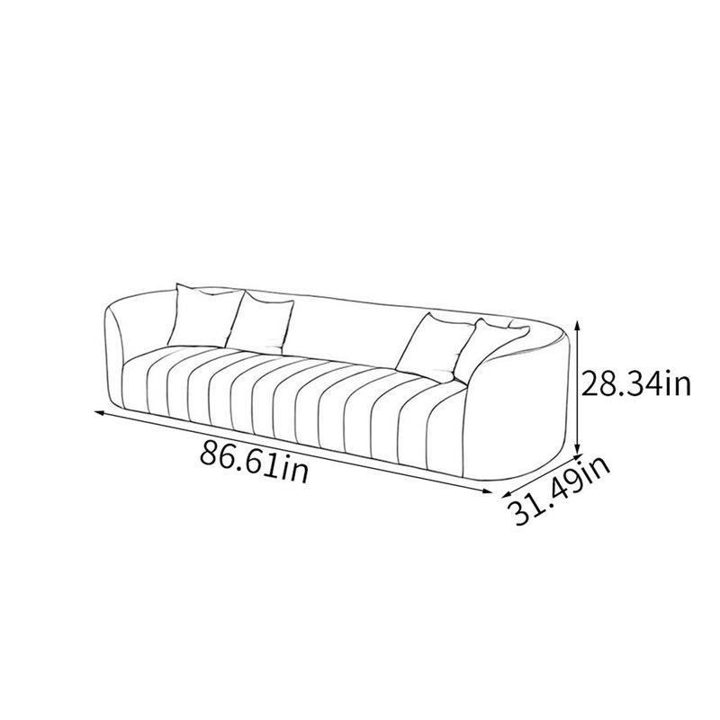 Ansen, Orange / gris, 3, H 28,34 po x l 86,61 po x P 31,49 po