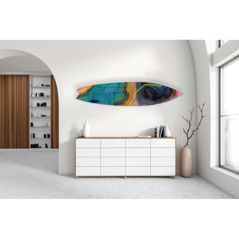 Planche de surf abstraite tourbillonnant - Art audacieux sans cadre