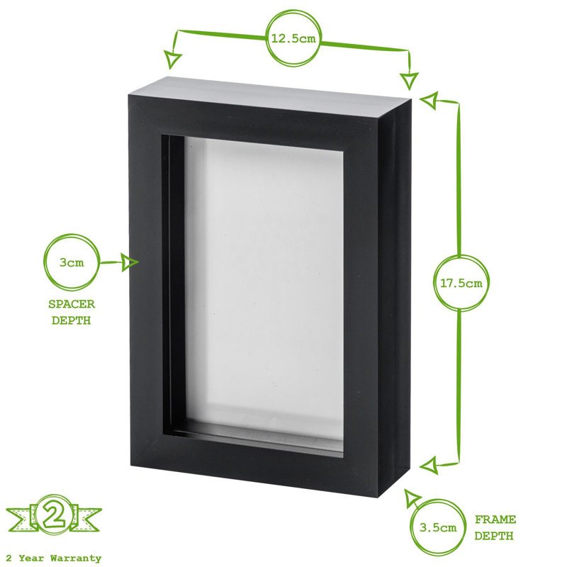 Nicola Spring - 3D Box Photo Frames, Black, 17.5cm H x 12.5cm W x 3.5cm D