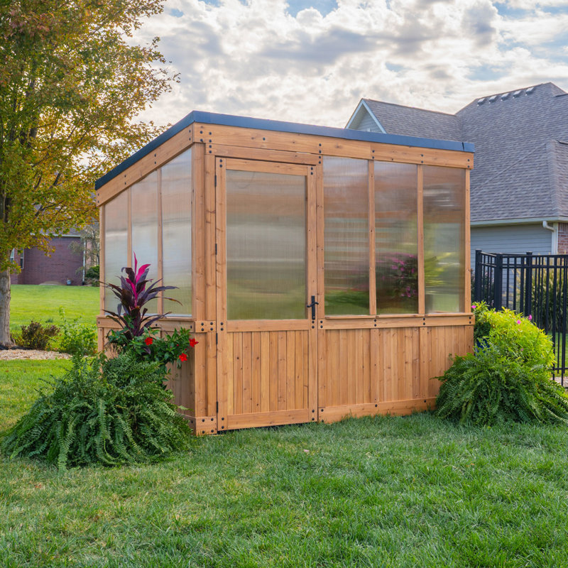 Backyard Discovery Willow 9 ft. x 6 ft. Cedar Greenhouse with PowerPort™