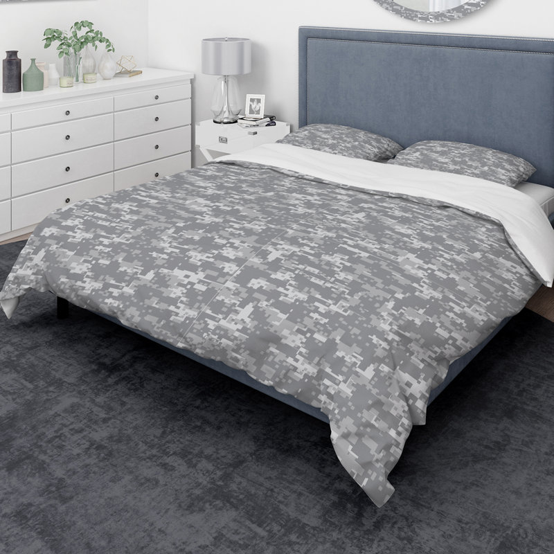 Ensemble de housse de couette designart pixeling, Housse de couette très grand + 2 taies décoratives