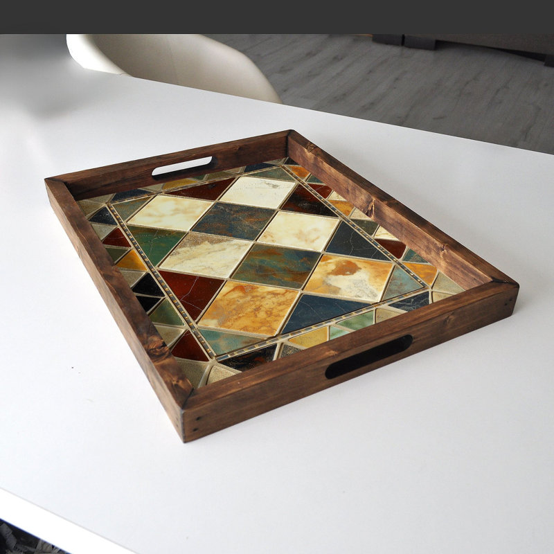 Elegant Solid Wood Tray, 18.9 x 15.0 x 1.6 inches | UV Printed on 0.2-inch Thick MDF | Perfect for Serving, Organizing, and Home Décor | Durable and Stylish Design for Any Occasion