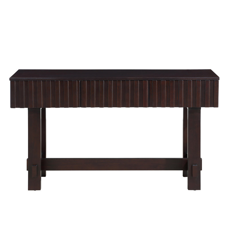 52 Inch Sofa Table With Storage Drawers, Mid Century Farmhouse Fluted Console Table With Solid Wood Legs. Entryway Table For Living Room TV, Hallway Entrance Foyer
