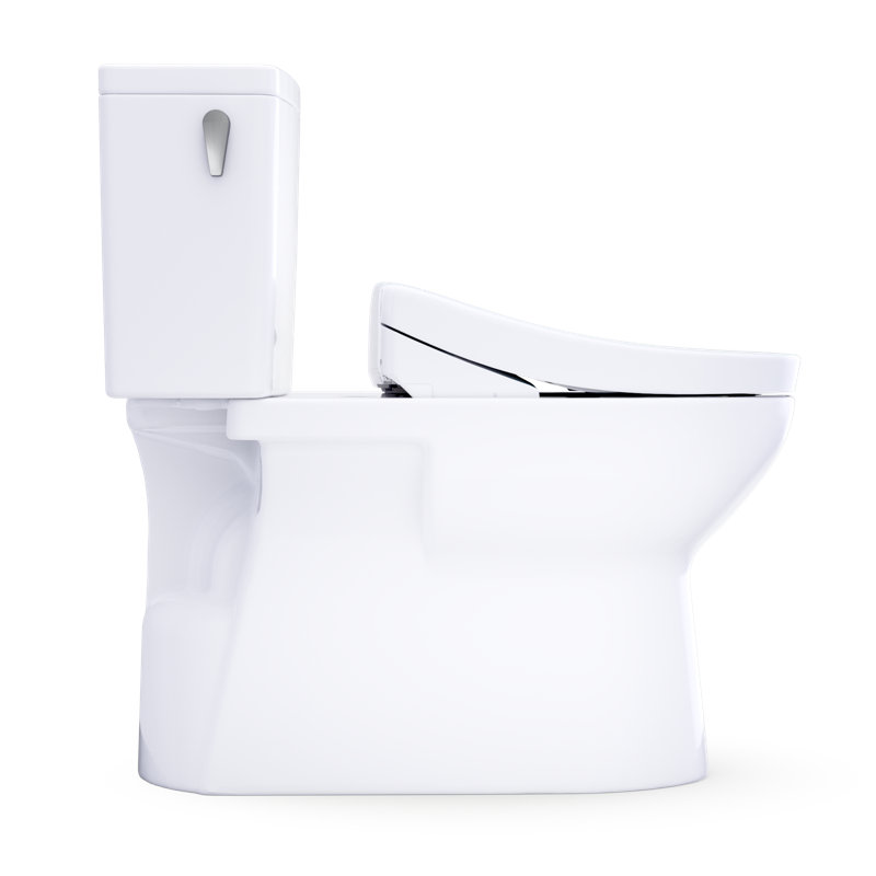 TOTO Glaston WASHLET+ S5 Two-Piece Elongated 1.28 GPF Universal Height Toilet with CEFIONTECT, Cotton White - MW4723446CEFG#01