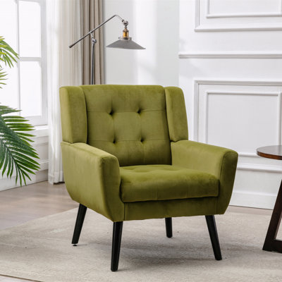 Tissu de velours doux de style moderne Matériau rembourré Matériau ergonomique Chaise de salon Chaise de chambre à coucher Chaise avec pieds noirs