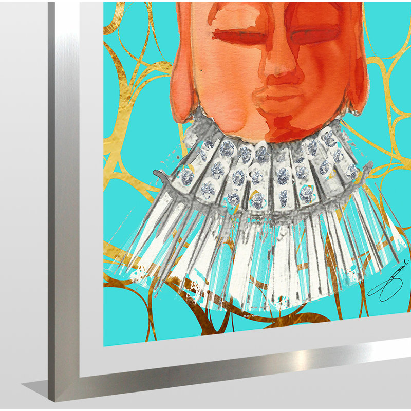 " Namasta Here " by BY Jodi, 39.5" H x 27.5" W x 0.75" D, Silver Framed Acrylic