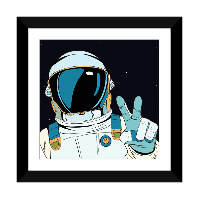 Astronaut Pop by - Toile tendue, Papier d'art encadré noir, H 16 po x l 16 po x P 1 po