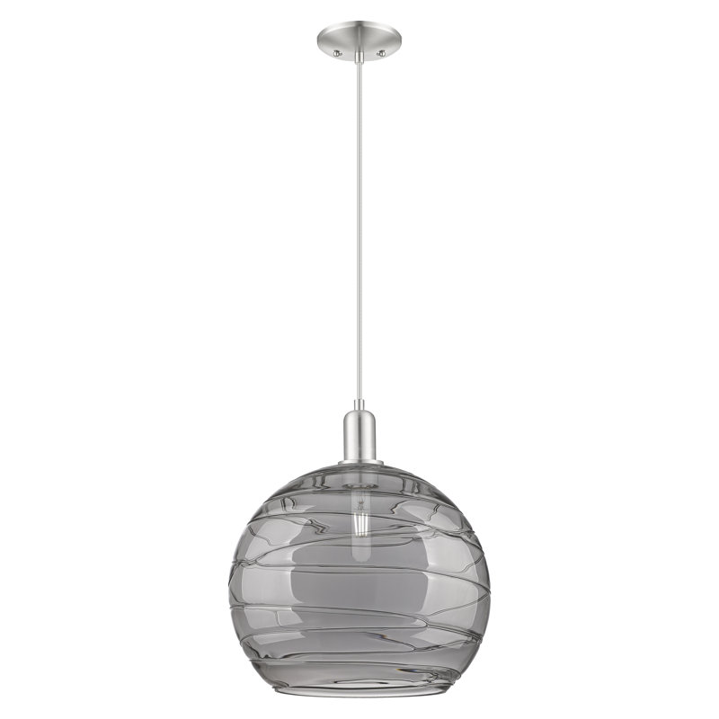 Arcadia - Athens Deco Swirl - Mini-luminaire suspendu à cordon 1 lumière, Nickel satiné brossé
