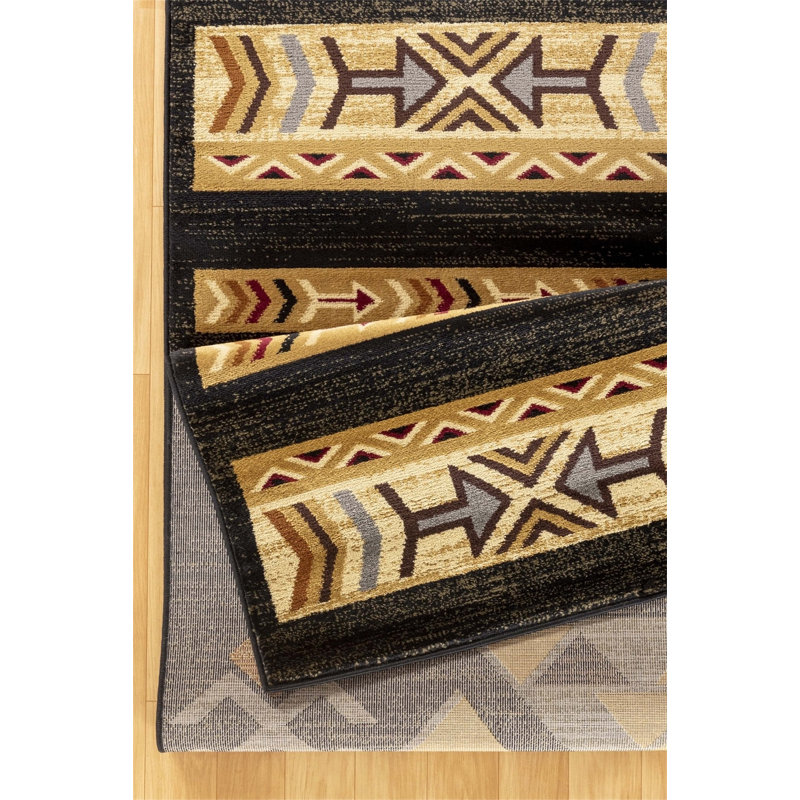 Tribes Black Southwest Area Rug, Rectangle 2' x 3'