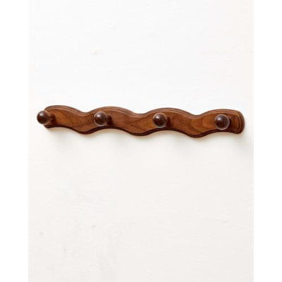 Porte-manteau mural en bois - Ensemble de 4 crochets en noyer pour suspendre vêtements, clés, peignoirs, sacs à main, serviettes, sacs, sacs à dos. Crochets muraux décoratifs modernes et robustes, parfaits pour la salle de bain, l'entrée et la chambre.