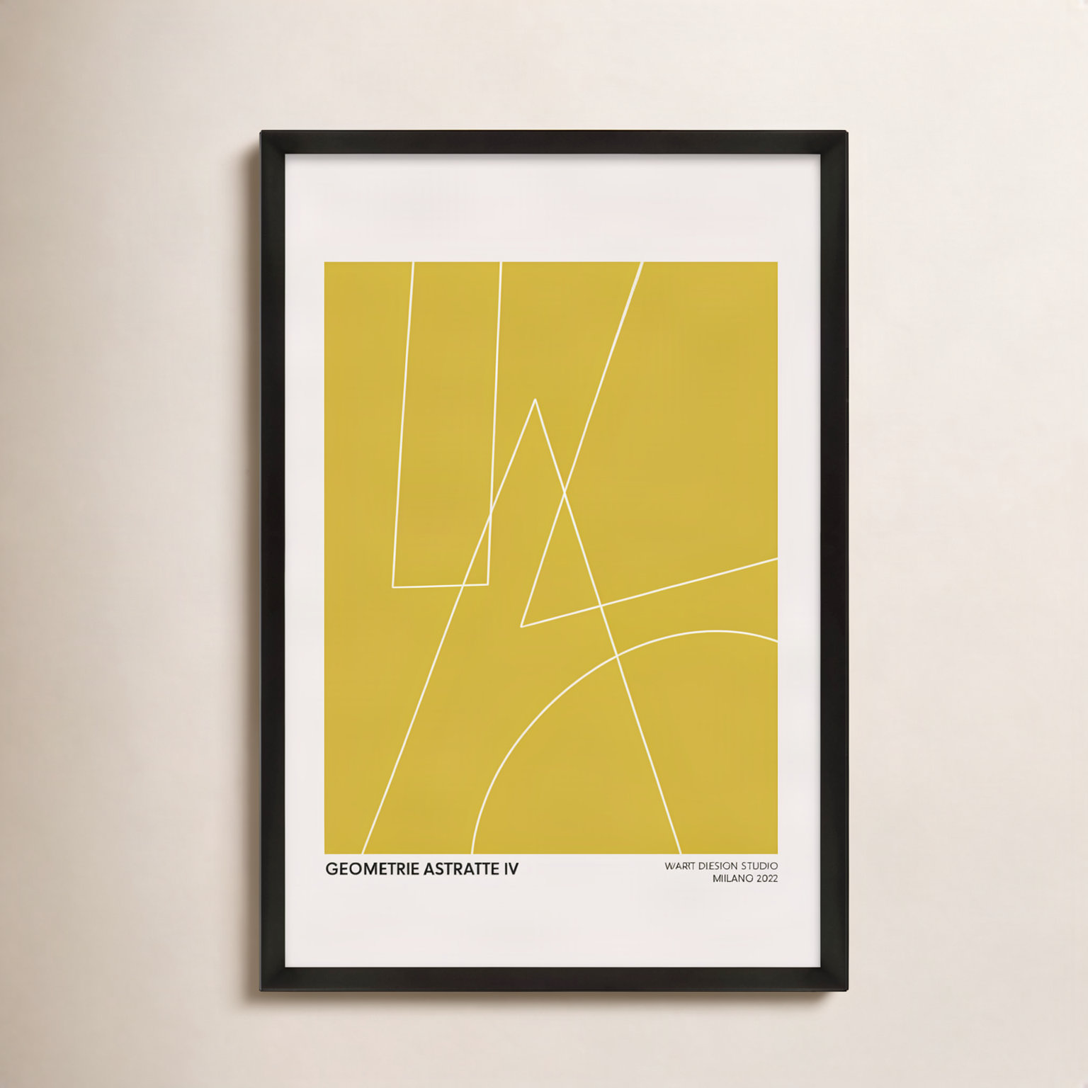 Caila "Geometric Abstraction in Yellow" Print, Black, 30" H x 21" W x 1.25" D